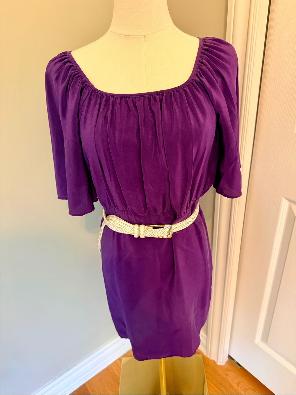 Amanda Uprichard Purple Scoop-Neck Mini Dress